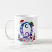 Irisierender Weihnachtsbuchstabe Q mit Schneemann Kaffeetasse (Links)