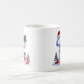 Irisierender Weihnachtsbuchstabe R mit Schneemann Kaffeetasse (Mittel)