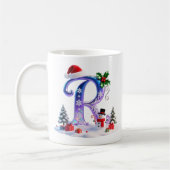 Irisierender Weihnachtsbuchstabe R mit Schneemann Kaffeetasse (Links)