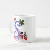 Irisierender Weihnachtsbuchstabe S mit Schneemann Kaffeetasse (Vorderseite Links)