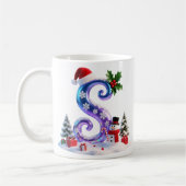 Irisierender Weihnachtsbuchstabe S mit Schneemann Kaffeetasse (Links)