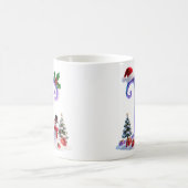 Irisierender Weihnachtsbuchstabe T mit Schneemann Kaffeetasse (Mittel)