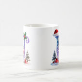 Irisierender Weihnachtsbuchstabe U mit Schneemann Kaffeetasse (Mittel)