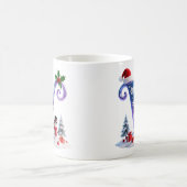 Irisierender Weihnachtsbuchstabe V mit Schneemann Kaffeetasse (Mittel)
