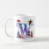 Irisierender Weihnachtsbuchstabe W mit Schneemann Kaffeetasse (Links)