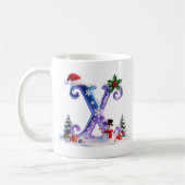 Irisierender Weihnachtsbuchstabe X mit Schneemann Kaffeetasse (Links)