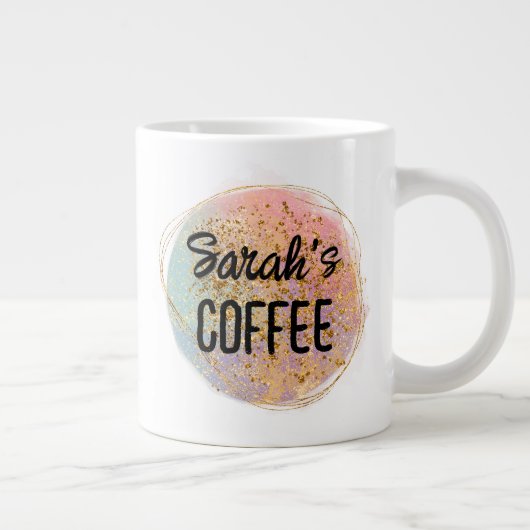 Irisierendes abstraktes Glitter mit Namen Jumbo-Tasse (Rechts)