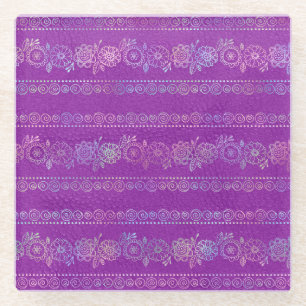 Irisierendes Bohemian-Einhorn-Muster Glasuntersetzer