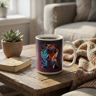 Irisierendes Buchstaben-R-Monogramm: Holografisch  Kaffeetasse