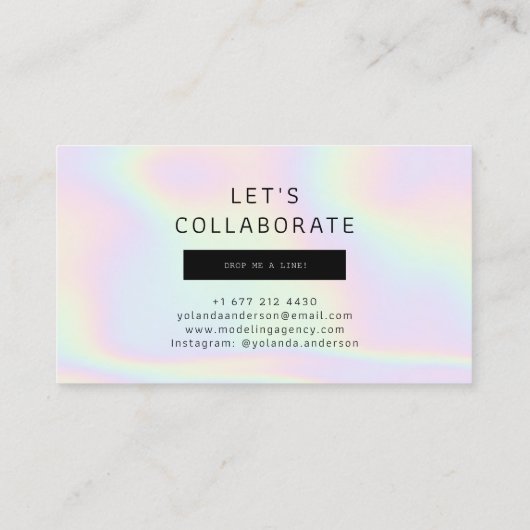 Irisierendes cooles Mode-Stylist-Foto Visitenkarte (Rückseite)