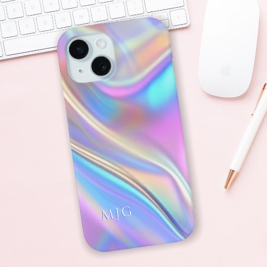 Irisierendes Design, klassisches Monogramm aus wei Case-Mate iPhone Hülle