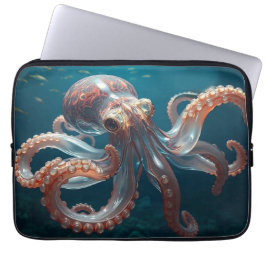 Irisierendes Glas-Oktopus-Kunstwerk | Tiefseetiere Laptopschutzhülle