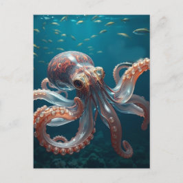 Irisierendes Glaskraken Kunst | Tiefsee-Fantasy Postkarte