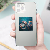 Irisierendes Glasoctopus Kunst | Tiefsee-Fantasy Aufkleber (Telefon)