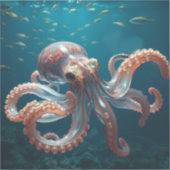 Irisierendes Glasoctopus Kunst | Tiefsee-Fantasy Aufkleber (Vorderseite)