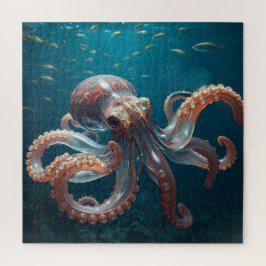 Irisierendes Glasoctopus Kunst | Tiefsee-Fantasy Puzzle