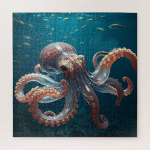 Irisierendes Glasoctopus Kunst   Tiefsee-Fantasy Puzzle