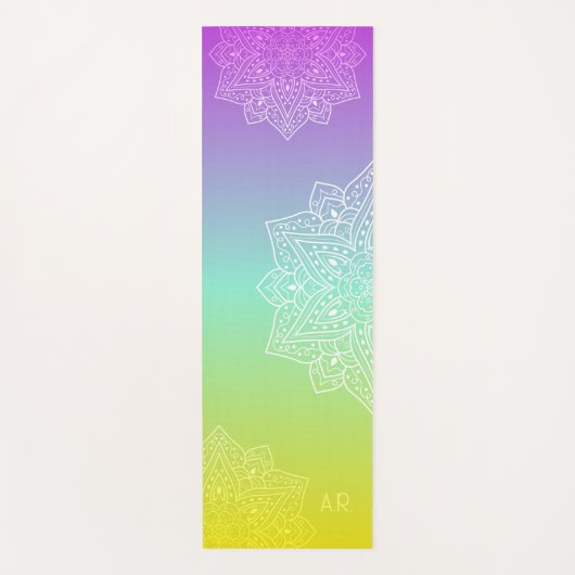 Irisierendes Gradient Asymmetrisches Mandala & Ini Yogamatte (Vorderseite)