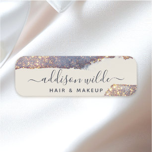 Irisierendes Lila Gold Glam Glitter Namensschild