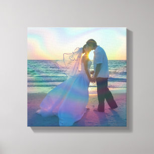 Irisierendes Regenbogen-Overlay Hochzeitsfoto Leinwanddruck