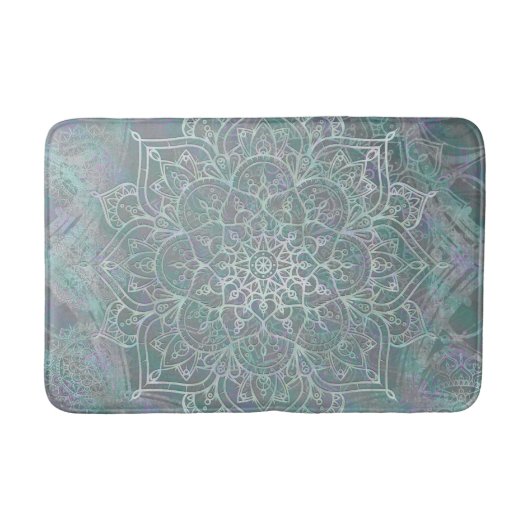 Irisierendes Schimmer Mandala Boho Chic Badematte (Vorderseite)