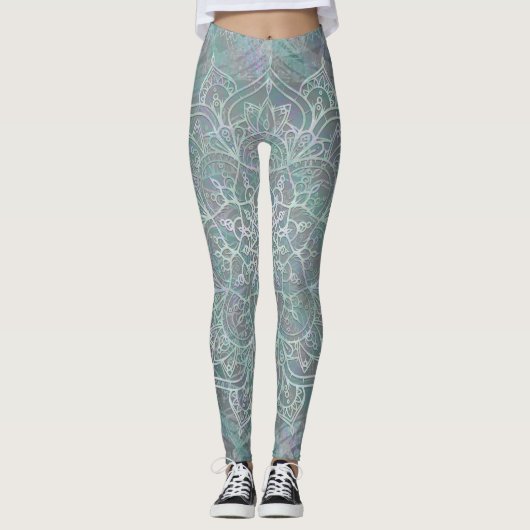 Irisierendes Schimmer Mandala Boho Chic Leggings (Vorderseite)