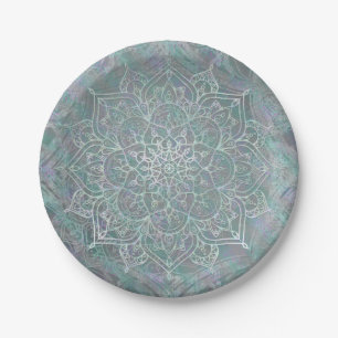 Irisierendes Schimmer-Mandala Boho Chic Pappteller