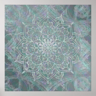 Irisierendes Schimmer-Mandala Boho Chic Poster