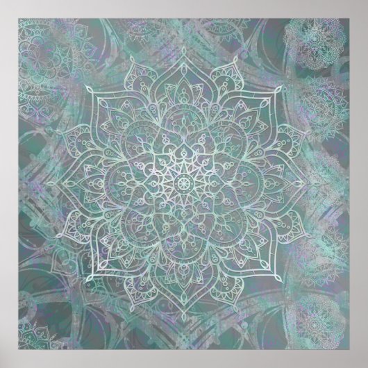 Irisierendes Schimmer-Mandala Boho Chic Poster (Vorne)