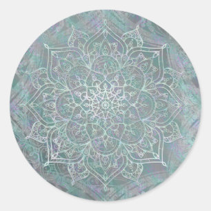 Irisierendes Schimmer-Mandala Boho Chic Runder Aufkleber