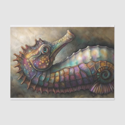 Irisierendes Seepferd Dekoupage Seidenpapier (Vorderseite)