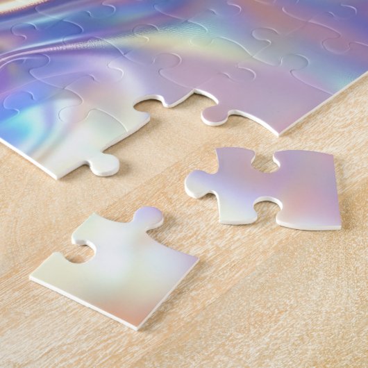 irisierendes, silbernes Metallgewebe, Aquamarines  Puzzle (Seite)