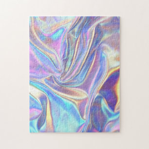 irisierendes, silbernes Metallgewebe, Aquamarines  Puzzle