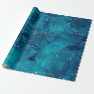 Irisierendes Skript auf Abstrakten Aquamarinen Geschenkpapier