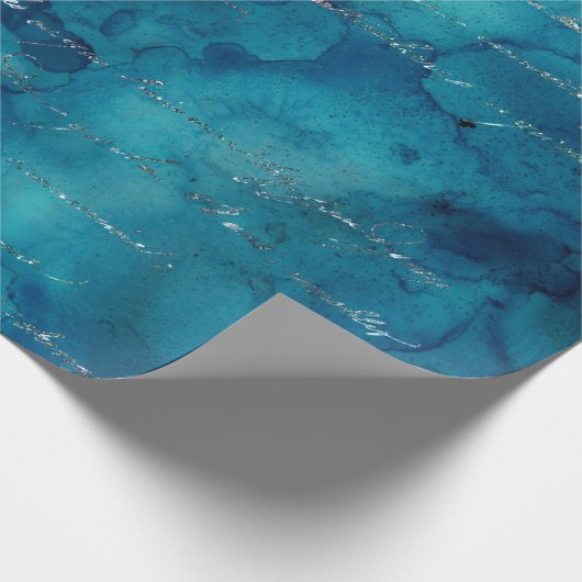 Irisierendes Skript auf Abstrakten Aquamarinen Geschenkpapier (Ecke)