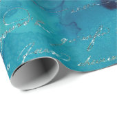 Irisierendes Skript auf Abstrakten Aquamarinen Geschenkpapier (Rolleneckpunkt)