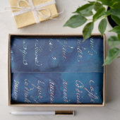 Irisierendes Skript auf Blue Decoupage Seidenpapier (Geschenk)