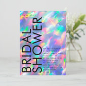 Irisierendes ultramodernes Monogramm-Brautparty Einladung (Stehend Vorderseite)