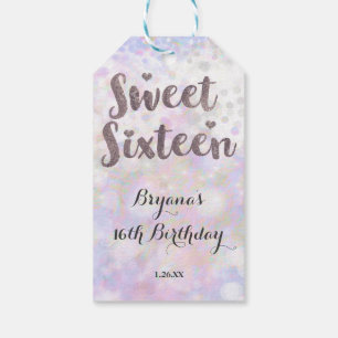 Irisierendes Weiß Glanz Glam Sweet 16 Geburtstag Geschenkanhänger