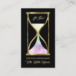 Irisierter Glitzer Hourglass-Haare und Schminke Terminkarte