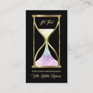 Irisierter Glitzer Hourglass-Haare und Schminke Terminkarte