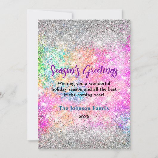 Irisierter pinkfarbener silberner Glitzer Weihnach (Vorderseite)