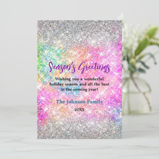 Irisierter pinkfarbener silberner Glitzer Weihnach (Stehend Vorderseite)