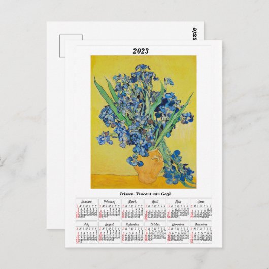 Irissen Kalender für 2023 Vincent van Gogh Postkarte (Vorne/Hinten)
