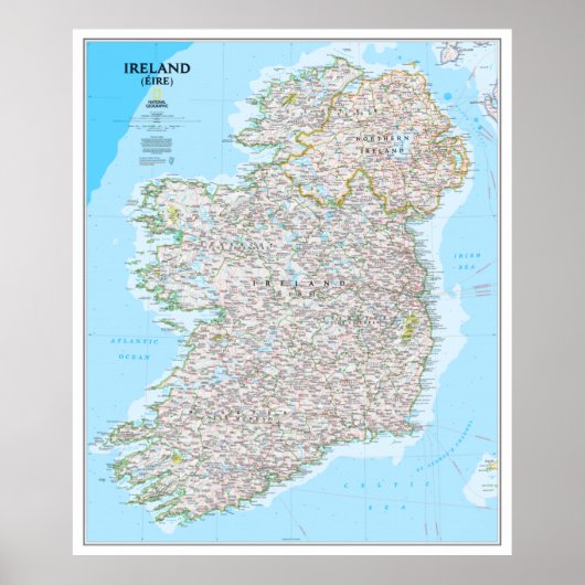 " Irland: 2011/heute - Detaillierte Landkarte ... Poster (Vorne)