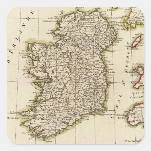 Irland 3 quadratischer aufkleber (Vorderseite)