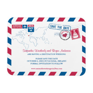 IRLAND Air Mail Hochzeit Speichern Sie das Datum 3 Magnet
