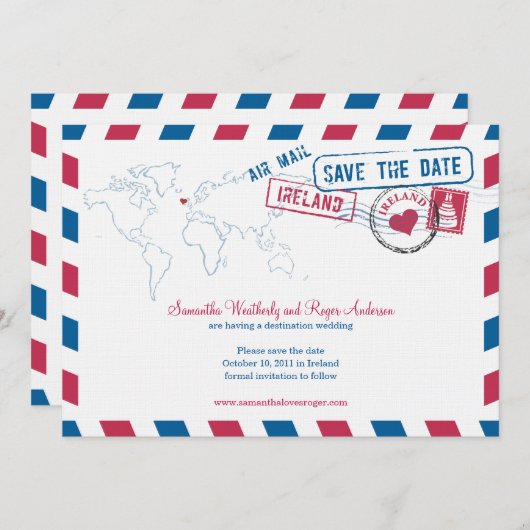 Irland Air Mail Wedding Save the Date (Vorne/Hinten)