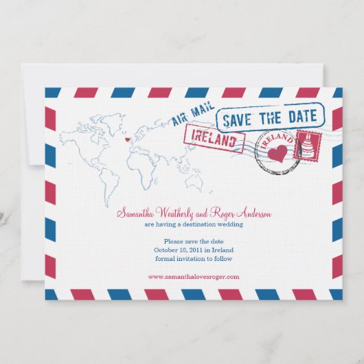 Irland Air Mail Wedding Save the Date (Vorderseite)