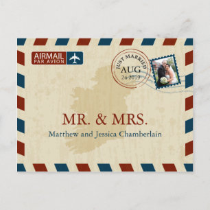 Irland Airmail   Hochzeit Danke Postkarte